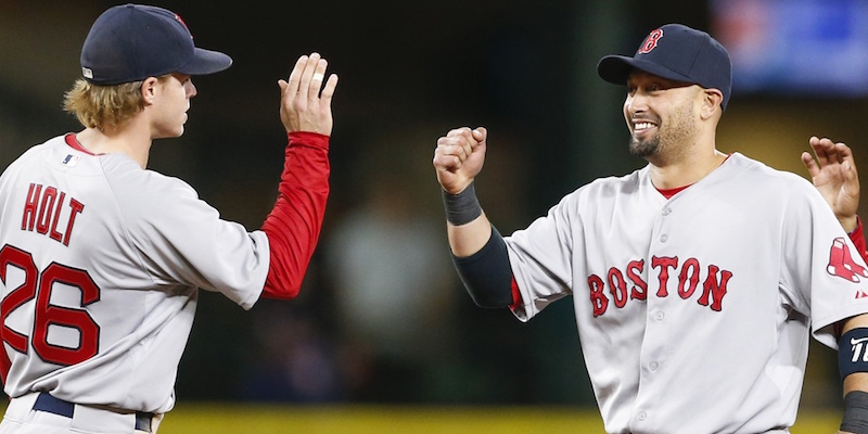 Brock Holt and Shane Victorino
